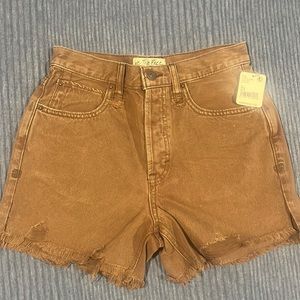 Free People cut off brown denim shorts NWT